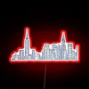 Bright city glow: NYC skyline illuminated in vibrant RGB colors