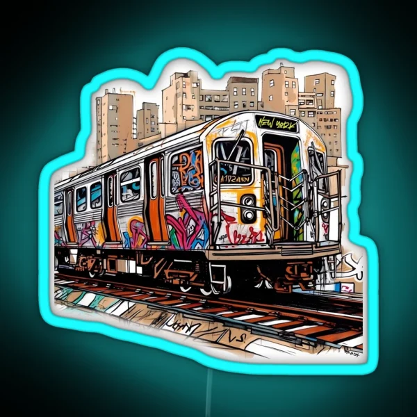 NYC Train And The City RGB Neon Sign