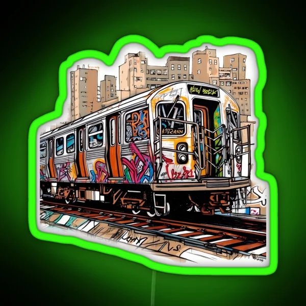 NYC Train And The City RGB Neon Sign