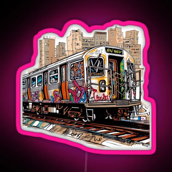 NYC Train And The City RGB Neon Sign