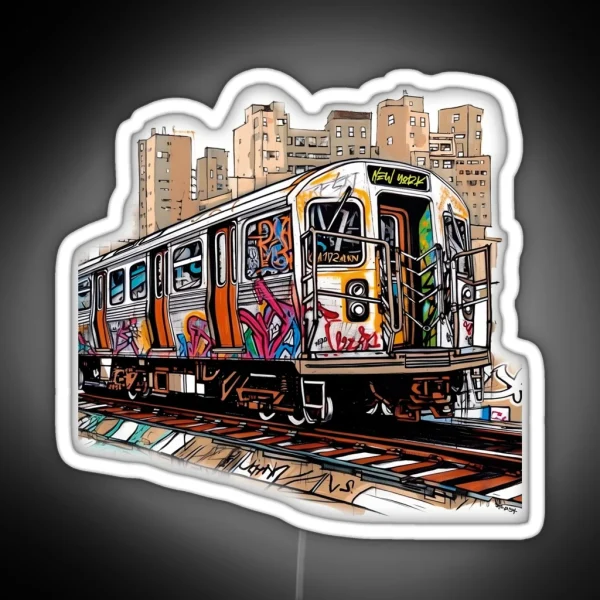 NYC Train And The City RGB Neon Sign