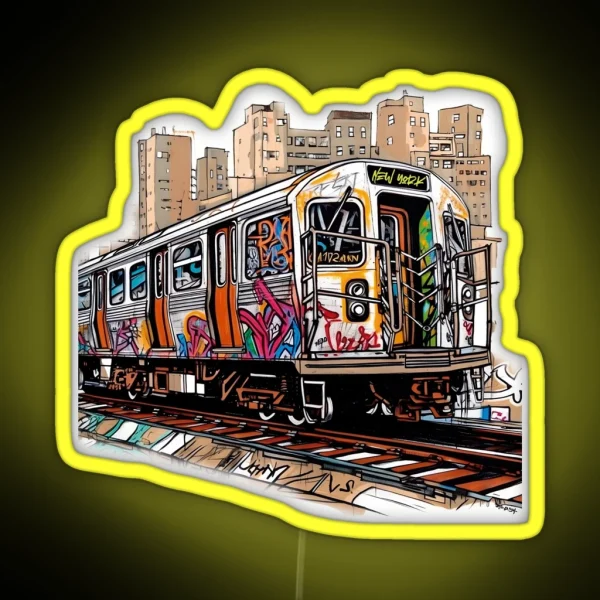 NYC Train And The City RGB Neon Sign
