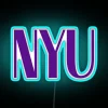 Elegant NYU branded LED display with customizable colorful neon lights