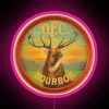 RGB neon sign art decorates bourbon country Frankfort Kentucky nightlife atmosphere