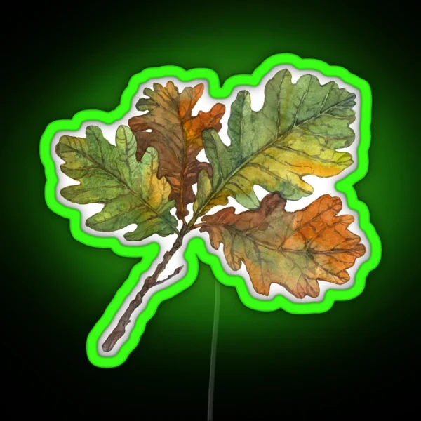 Oak Leaves Autumn Branch RGB Neon Sign