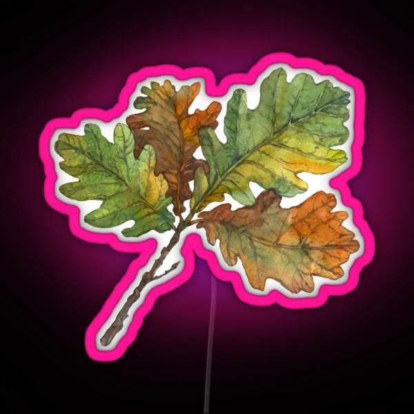 Oak Leaves Autumn Branch RGB Neon Sign