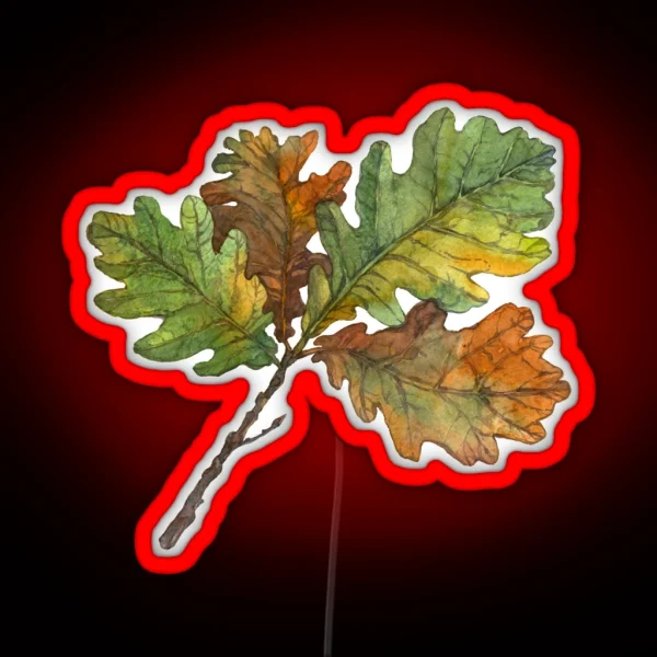 Oak Leaves Autumn Branch RGB Neon Sign