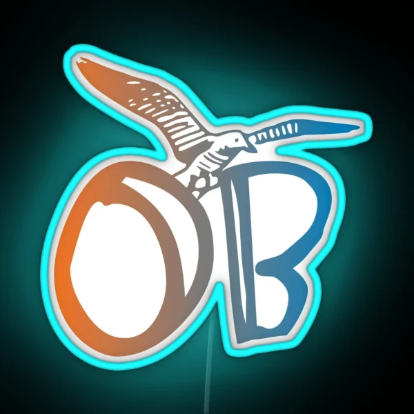 OB Ocean Beach Seagull Orange Blue Grad RGB Neon Sign