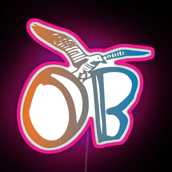 OB Ocean Beach Seagull Orange Blue Grad RGB Neon Sign