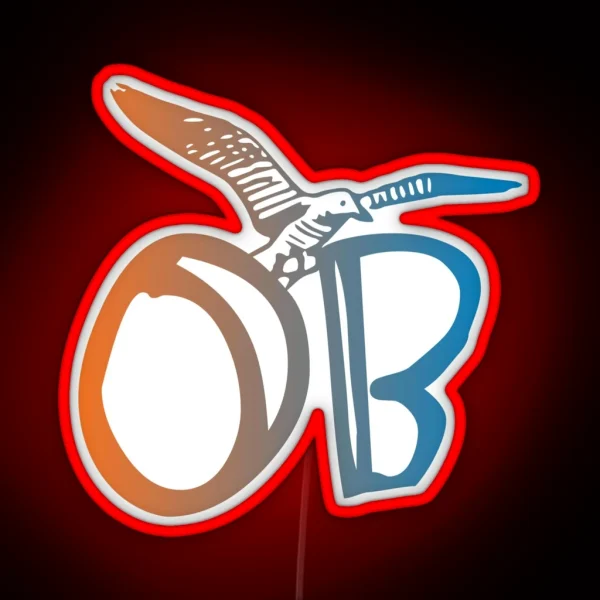 OB Ocean Beach Seagull Orange Blue Grad RGB Neon Sign