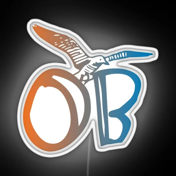 OB Ocean Beach Seagull Orange Blue Grad RGB Neon Sign