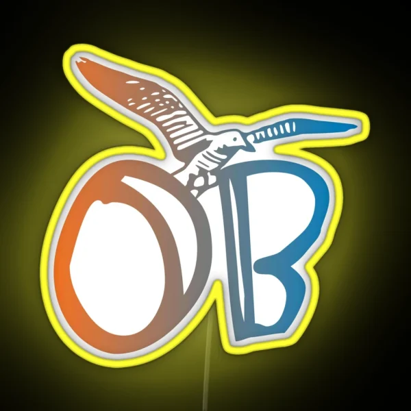 OB Ocean Beach Seagull Orange Blue Grad RGB Neon Sign