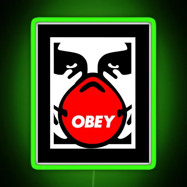 OBEY Giant Shepard Fairey Face Mask Pop Art RGB Neon Sign