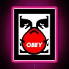 Giant Shepard Fairey Face Mask Pop Art Neon RGB Sign