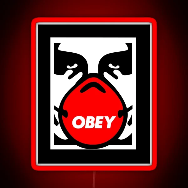 OBEY Giant Shepard Fairey Face Mask Pop Art RGB Neon Sign