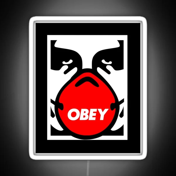 OBEY Giant Shepard Fairey Face Mask Pop Art RGB Neon Sign