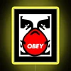 Eye-catching OBEY street art inspired pop culture LED neon display.