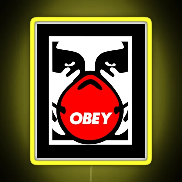 OBEY Giant Shepard Fairey Face Mask Pop Art RGB Neon Sign