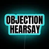 Vintage Courthouse Neon Sign Saying 'Hearsay' or 'Objection' Statement