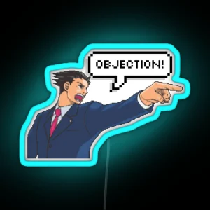 OBJECTION Phoenix Wright Ace Attorney RGB Neon Sign