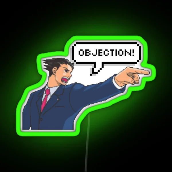 OBJECTION Phoenix Wright Ace Attorney RGB Neon Sign