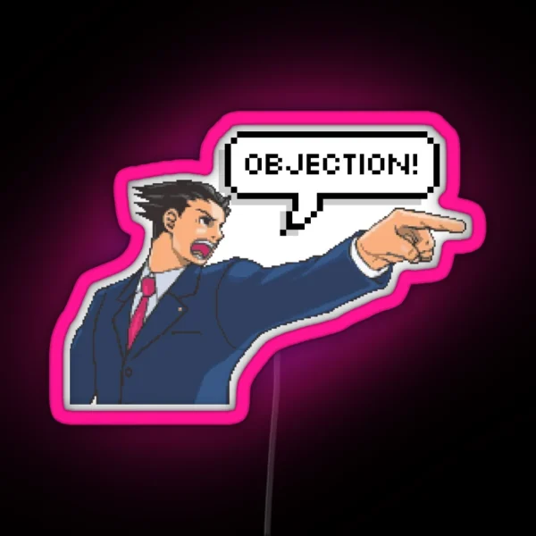 OBJECTION Phoenix Wright Ace Attorney RGB Neon Sign
