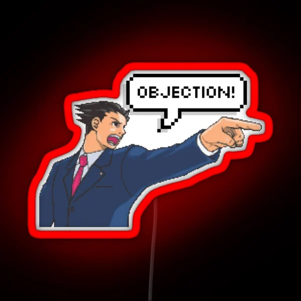 OBJECTION Phoenix Wright Ace Attorney RGB Neon Sign