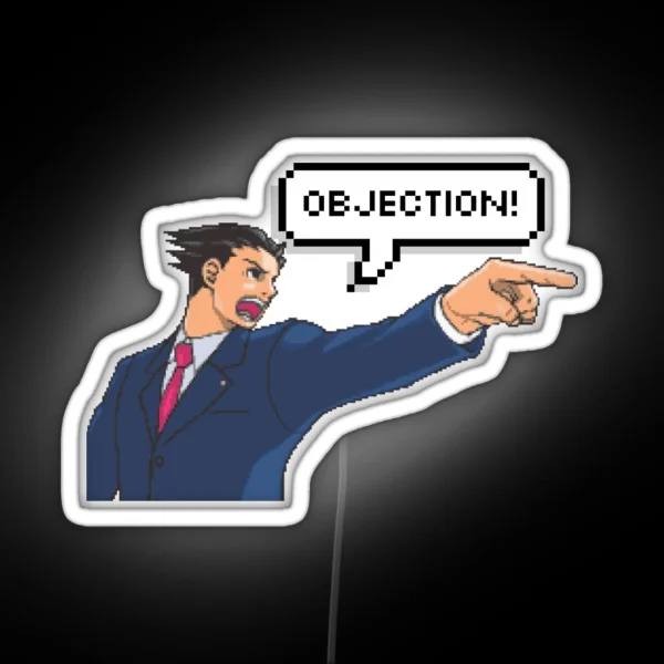 OBJECTION Phoenix Wright Ace Attorney RGB Neon Sign
