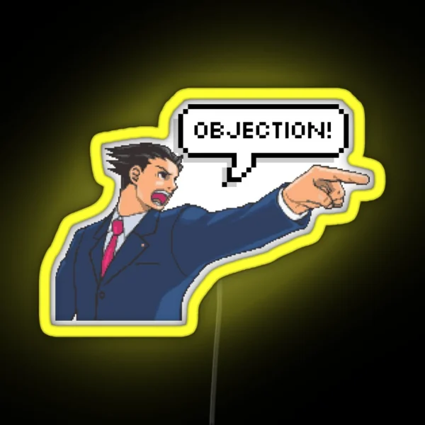OBJECTION Phoenix Wright Ace Attorney RGB Neon Sign