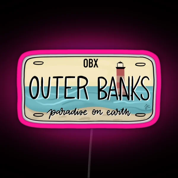 OBX License Plate Muted RGB Neon Sign