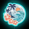 Vibrant ocean landscape illuminated by colorful RGB neon lights artwork