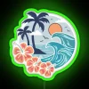 Coastal ambiance illuminated by vibrant ocean scene RGB neon lighting.