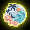 Vibrant ocean scene LED display with colorful RGB neon lighting effects.