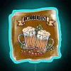 Vibrant Octoberfest-inspired neon beer and bratwurst celebration wall decor.