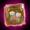 Vibrant Oktoberfest themed RGB LED neon beer and bratwurst display.