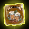 Vibrant LED Oktoberfest themed bar decor with beer brat accents