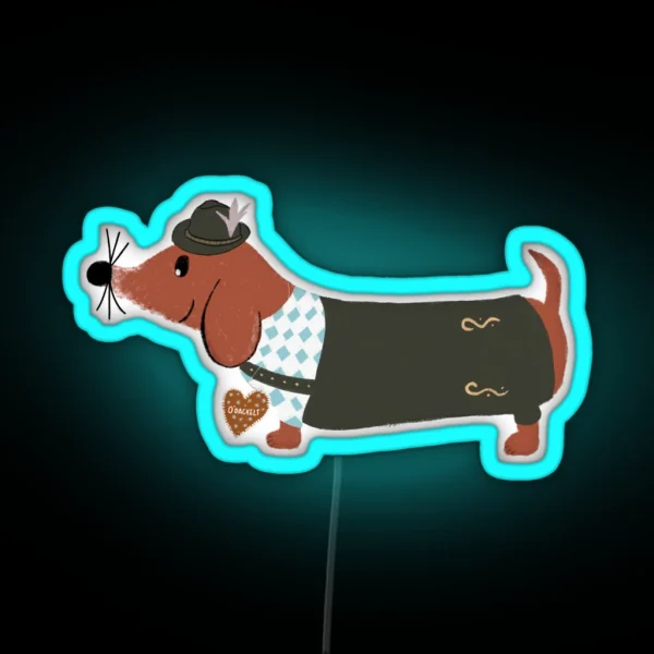 Octoberfest Dachshund RGB Neon Sign