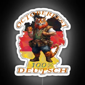 Octoberfest Deutsch German Tiger Drinking Beer RGB Neon Sign