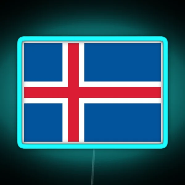 Official Flag Of Iceland RGB Neon Sign