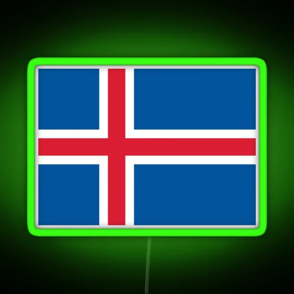 Official Flag Of Iceland RGB Neon Sign