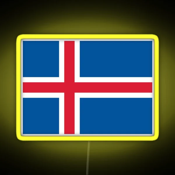 Official Flag Of Iceland RGB Neon Sign