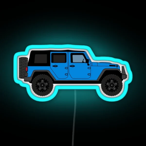 Offroad 4 Door Soft Top Right Side Blue RGB Neon Sign