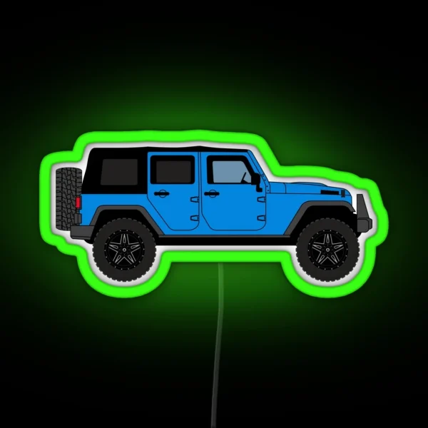 Offroad 4 Door Soft Top Right Side Blue RGB Neon Sign
