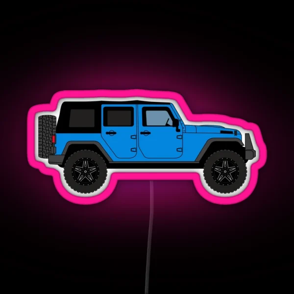 Offroad 4 Door Soft Top Right Side Blue RGB Neon Sign