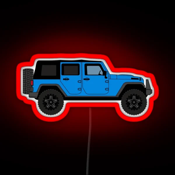 Offroad 4 Door Soft Top Right Side Blue RGB Neon Sign