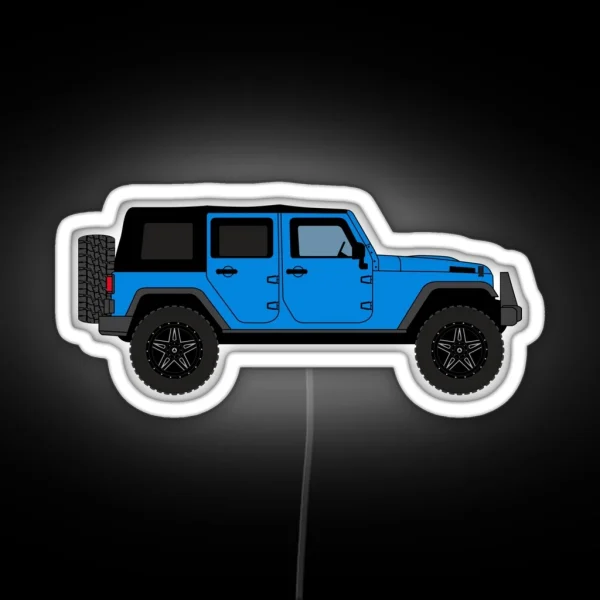 Offroad 4 Door Soft Top Right Side Blue RGB Neon Sign