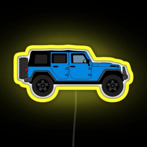 Offroad 4 Door Soft Top Right Side Blue RGB Neon Sign