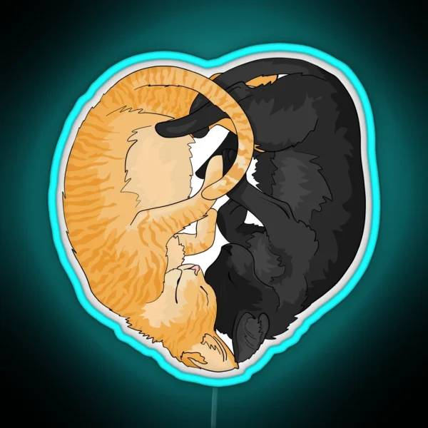 Ogg And Flac Black And Orange Tabby Kitten Heart RGB Neon Sign