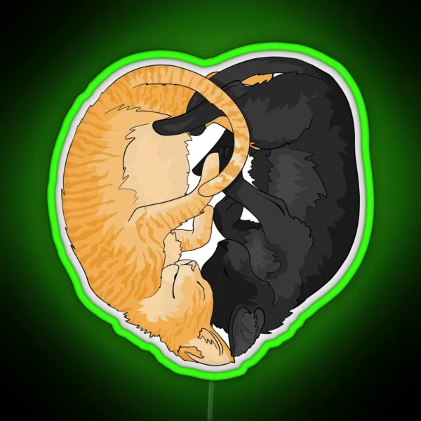 Ogg And Flac Black And Orange Tabby Kitten Heart RGB Neon Sign