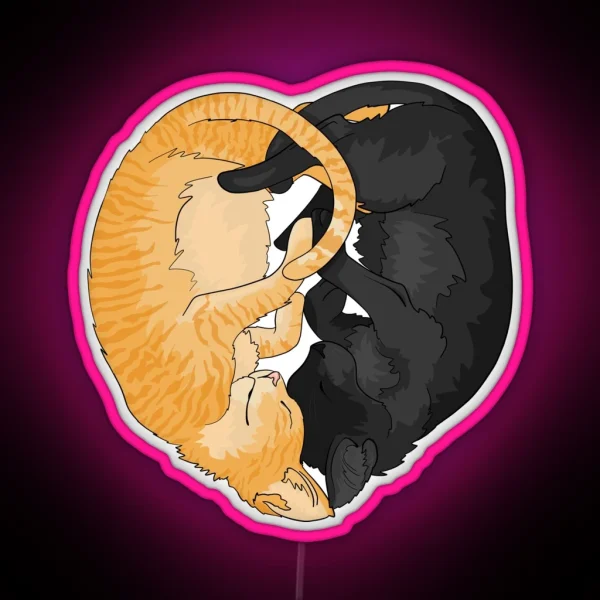 Ogg And Flac Black And Orange Tabby Kitten Heart RGB Neon Sign